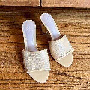 Porte & Paire Heeled Slides Sandals, Nude, 36.5/6